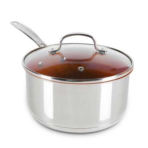 NutriChef 3-quart Saucepan with Lid - Stainless-Steel Stain-Resistant Sauce  Pot Kitchen Cookware