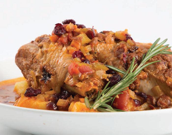 Braised Turkey Thighs with Yukon Gold Potatoes and Cranberries - Nuwave