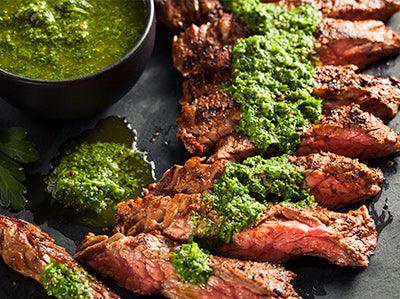 Broiled Skirt Steak with Green Sriracha - Nuwave