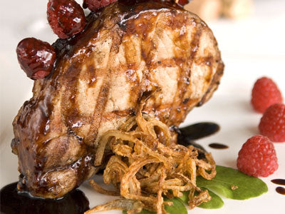 Air-Fried Raspberry Balsamic Smoked Pork Chops