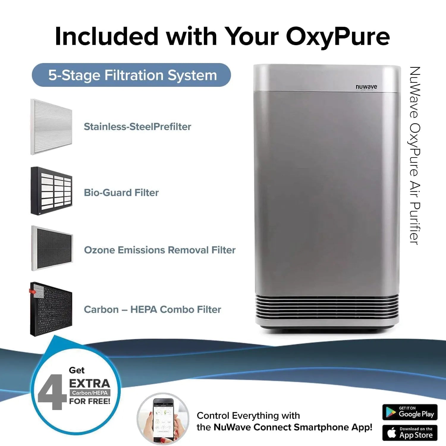 OxyPure Air Purifier Commercial 6 Speed with HEPA 47003